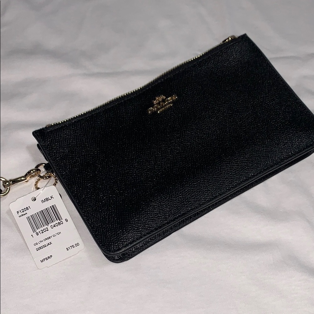 Coach Black Leather Wristlet with Gold‎ Details - 5100 - Picture 4 of 14